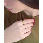 Elegant gold initial ring sleek signet style personalized jewelry for women minimal