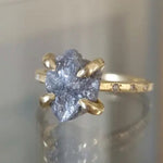 Unique 3.41 Ct grey Colored rough diamond ring with raw luxury jewelry styling 