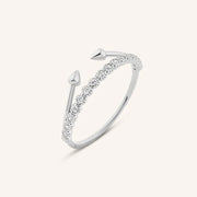 Sideways arrow lab grown diamond ring in gold minimalist directional design