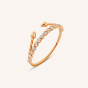 Sideways arrow lab grown diamond ring in gold minimalist directional design