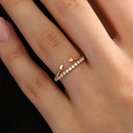 Sideways arrow lab grown diamond ring in gold minimalist directional design