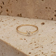 Delicate 14K gold diamond sunburst signet ring minimal feminine jewelry for her