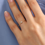 Delicate 14K gold diamond sunburst signet ring minimal feminine jewelry for her