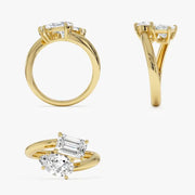 2.10 Ct TOI lab grown oval diamond ring in gold, high brilliance, perfect engagement jewelry.
