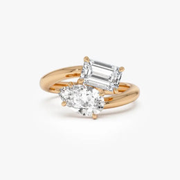 2.10 Ct TOI lab grown oval diamond ring in gold, high brilliance, perfect engagement jewelry.