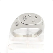 Minimal gold alphabet ring personalized signet style jewelry for women modern look