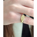 Minimal gold alphabet ring personalized signet style jewelry for women modern look