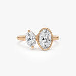 Elegant 1.50 ct oval and marquise cut lab created diamond solitaire engagement ring, featuring a brilliant elongated center stone with graceful shape and radiant sparkle