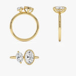 Elegant 1.50 ct oval and marquise cut lab created diamond solitaire engagement ring, featuring a brilliant elongated center stone with graceful shape and radiant sparkle
