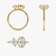 Elegant 1.50 ct oval and marquise cut lab created diamond solitaire engagement ring, featuring a brilliant elongated center stone with graceful shape and radiant sparkle