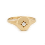 Elegant custom gold alphabet ring dainty signet style jewelry for women everyday