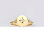 Elegant custom gold alphabet ring dainty signet style jewelry for women everyday