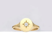 Elegant custom gold alphabet ring dainty signet style jewelry for women everyday
