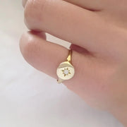 Elegant custom gold alphabet ring dainty signet style jewelry for women everyday