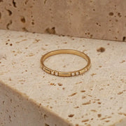 Classic 14K gold signet ring diamond sunburst design minimal timeless jewelry