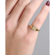 Elegant custom initial gold ring for women dainty signet alphabet jewelry everyday wear