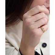 Elegant custom initial gold ring for women dainty signet alphabet jewelry everyday wear