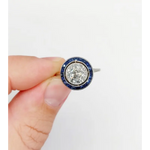 2.40 Ct round cut lab created diamond ring with white stones modern luxury bridal engagement ring