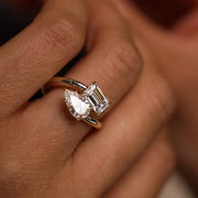 2.10 Ct TOI lab grown oval diamond ring in gold, high brilliance, perfect engagement jewelry.