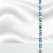 Blue and White Lab Grown Diamond Tennis Bracelet in 14K White Gold, Elegant Anniversary Gift for Her