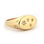 Minimal gold alphabet ring personalized signet style jewelry for women modern look