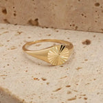 Lab grown diamond signet ring in gold minimalist design elegant everyday fine jewelry