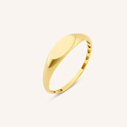 Tiny Oval Signet Ring 14K Gold, Minimal Stackable Ring, Elegant Everyday Jewelry Gift for Her