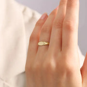 Small Gold Signet Ring Minimal Oval Band Tiny Stackable Ring Simple Fine Jewelry Gift for Her