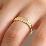 Tiny Oval Signet Ring 14K Gold, Minimal Stackable Ring, Elegant Everyday Jewelry Gift for Her