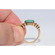 Fine lab created gemstone diamond ring with round pink center and brilliant white diamond setting