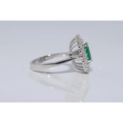 Elegant lab created gemstone ring with blue sapphire center and sparkling white diamonds