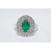 Elegant lab created gemstone ring with blue sapphire center and sparkling white diamonds