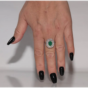 Elegant lab created gemstone ring with blue sapphire center and sparkling white diamonds