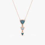 0.91 Ct Genuine Blue and White Diamond Necklace Modern Minimalist Luxury Pendant Fine Jewelry