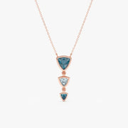 0.91 Ct Genuine Blue and White Diamond Necklace Modern Minimalist Luxury Pendant Fine Jewelry