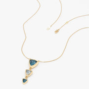 0.91 Ct Genuine Blue and White Diamond Necklace Modern Minimalist Luxury Pendant Fine Jewelry