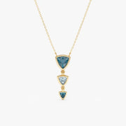 0.91 Ct Genuine Blue and White Diamond Necklace Modern Minimalist Luxury Pendant Fine Jewelry
