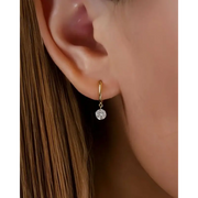 0.60 Ct lab grown drilled round cut diamond earrings for women in elegant fine jewelry style