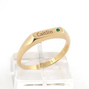 Dainty personalized gold ring with alphabet initial in classic signet style for modern women