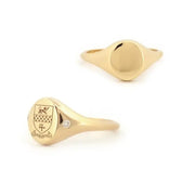 Custom gold initial signet ring for women, minimalist dainty alphabet jewelry gift idea