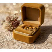 Matching diamond-studded couple rings for a luxurious and romantic bond.