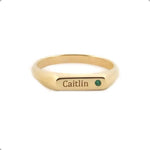 Dainty personalized gold ring with alphabet initial in classic signet style for modern women
