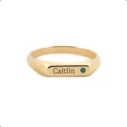 Dainty personalized gold ring with alphabet initial in classic signet style for modern women