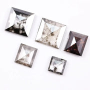 Princess Cut Salt and Pepper Lab Grown Diamonds, Mixed Gray & Brown CVD Square Fancy Stones, Rustic Loose Diamonds for Custom Jewelry