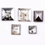 Princess Cut Salt and Pepper Lab Grown Diamonds, Mixed Gray & Brown CVD Square Fancy Stones, Rustic Loose Diamonds for Custom Jewelry