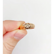 cushion and round cut 0.30 Ct lab created diamond engagement ring modern minimalist statement jewelry