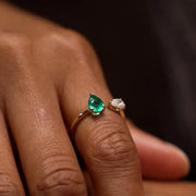 0.66 Ct MOI lab created round diamond ring, 18K gold, sophisticated everyday luxury jewelry.