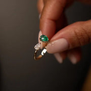 0.66 Ct MOI lab created round diamond ring, 18K gold, sophisticated everyday luxury jewelry.
