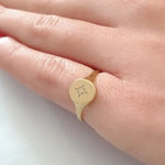 Elegant custom gold alphabet ring dainty signet style jewelry for women everyday