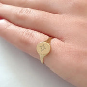 Elegant custom gold alphabet ring dainty signet style jewelry for women everyday